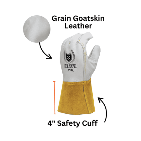 mig and tig welding gloves with goatskin leather and safety cuff