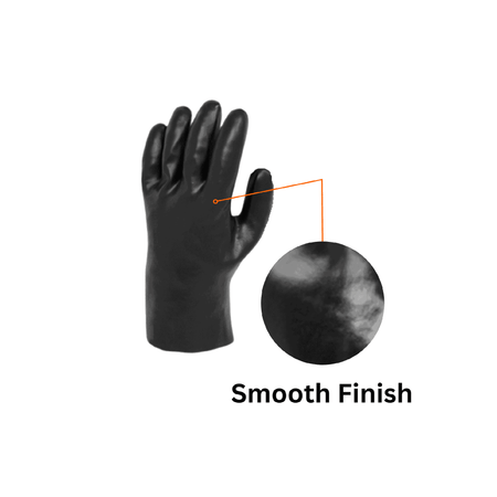 Black 10" Chemical Resistant PVC Glove with smooth finish