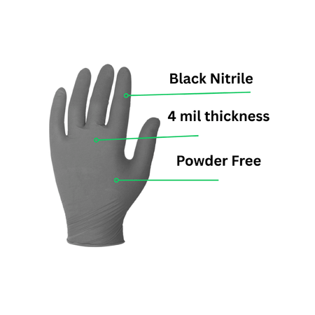 black nitrile powder free gloves with 4 mil thickness