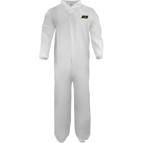 Collared Breathable White Coverall with Elastic Wrist and Ankles (Pack of 25)