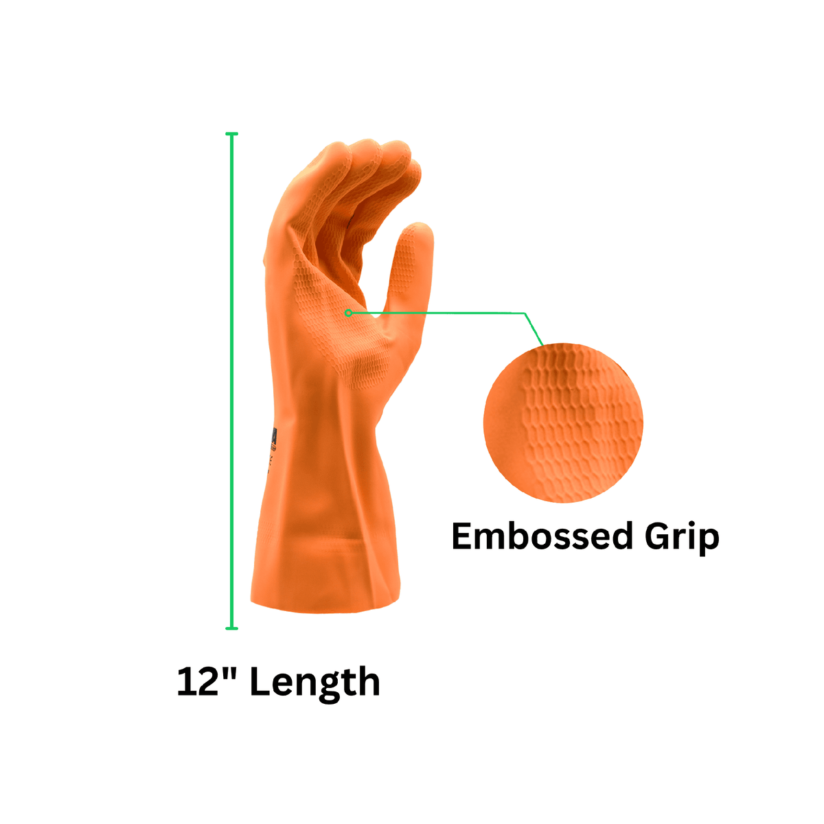 Neoprene/Latex Chemical Resistant Gloves Embossed Grip