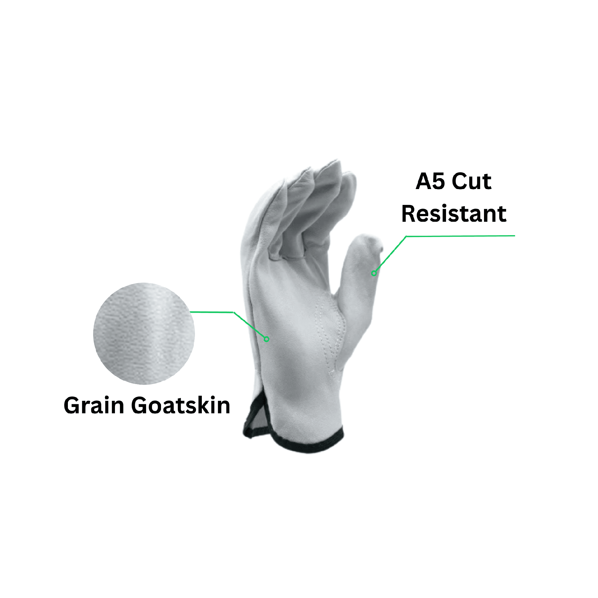grain goatskin and cut resistant gloves