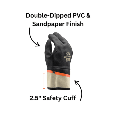 PVC black chemical resistant gloves finish and safety cuff