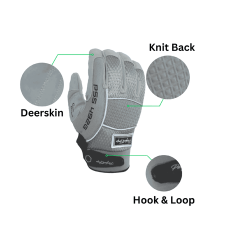 Deerskin Gloves with knit back and hook and loop