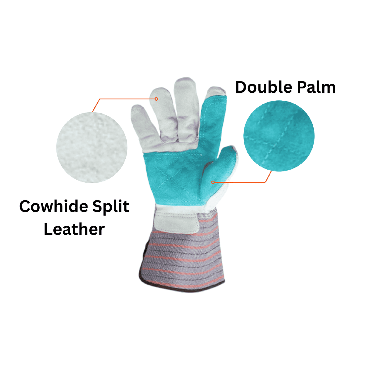 leather double palm cowhide work gloves