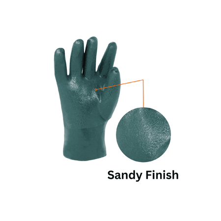 Chemical Resistant PVC Gloves - 10" Sandy Green Finish info