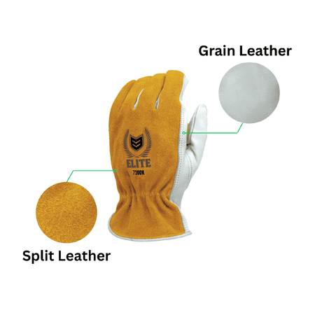 cowhide work gloves grain palm and split leather info