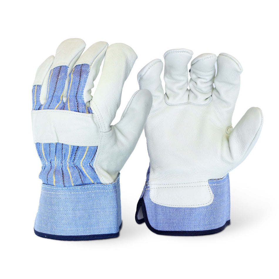 leather palm gloves blue