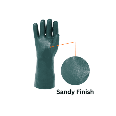 Green 14" PVC Chemical Resistant Gloves Sandy Finish