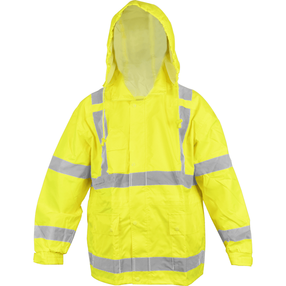 Class 3 Hi Vis Lime 2 Piece PU Rainsuit