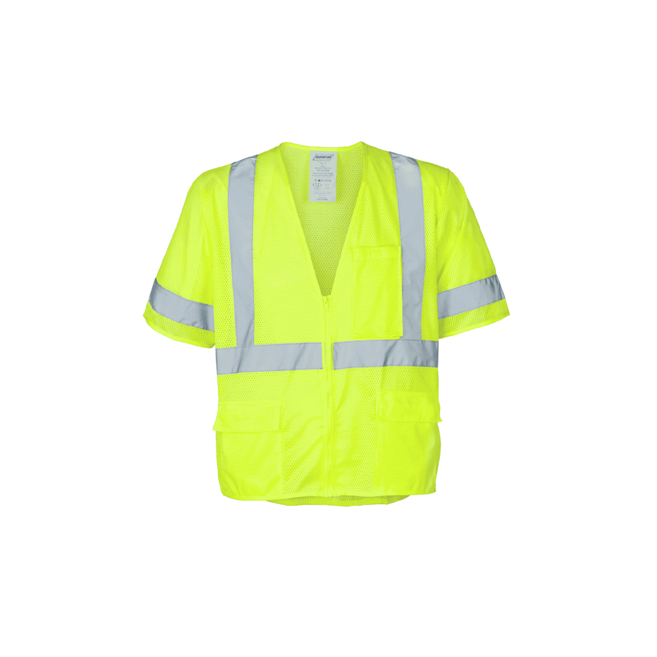 Class 3 Lime Polyester Mesh Safety Vest (5 Pockets)