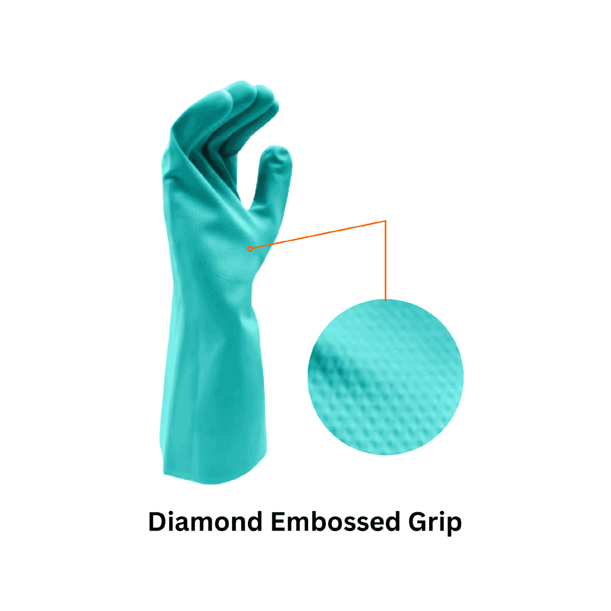 Nitrile Chemical Resistant Glove - 15 Mil Cotton lined Diamond Grip