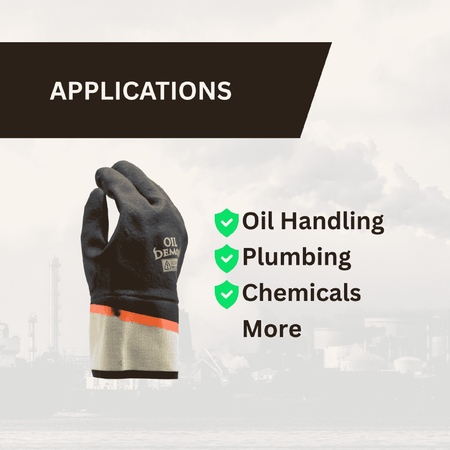 PVC black chemical resistant gloves applications