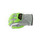 leather impact gloves with light green TPR
