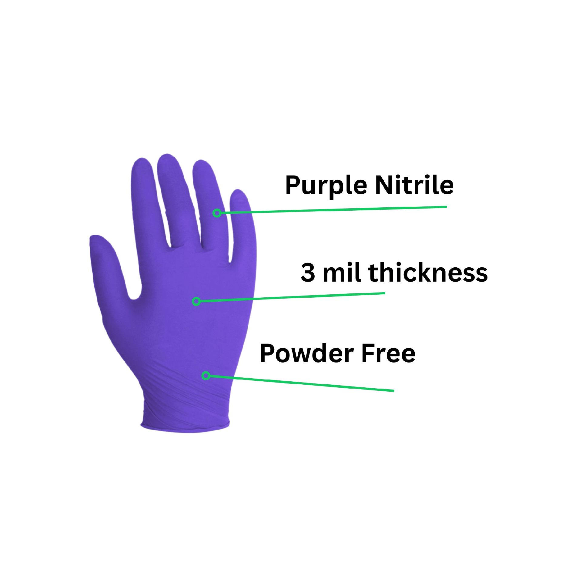 purple nitrile gloves 3 mil and powder free