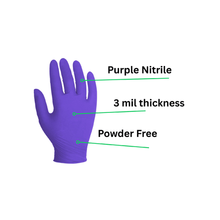 purple nitrile gloves 3 mil and powder free