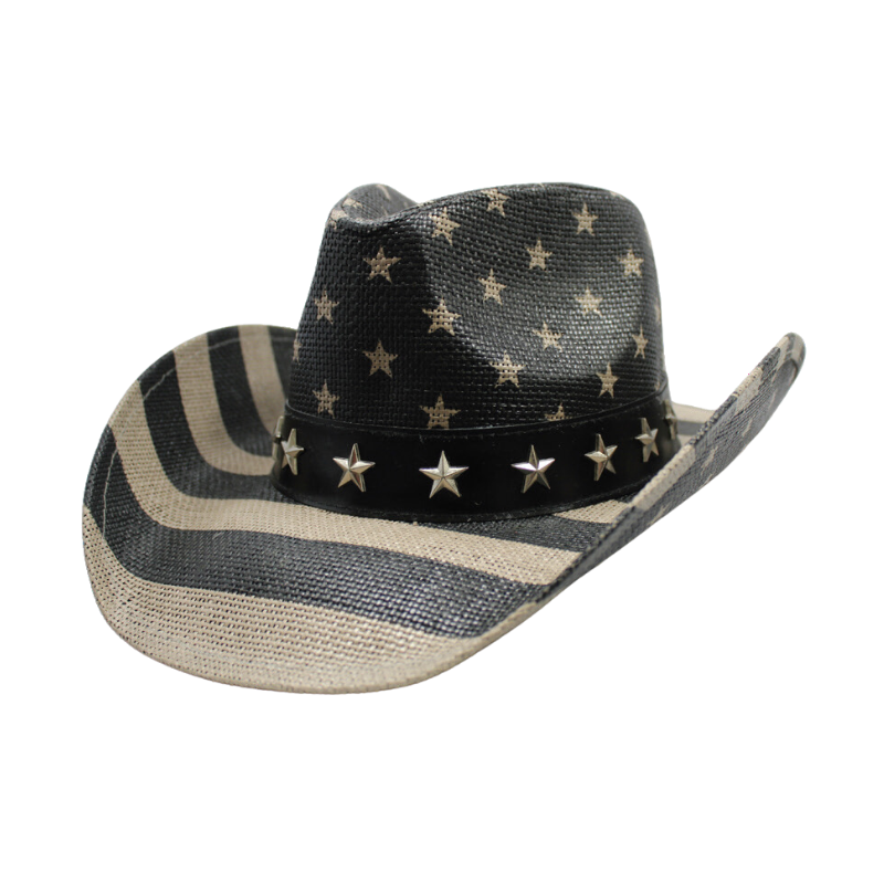 Achromatic USA American Flag Cowboy Hat