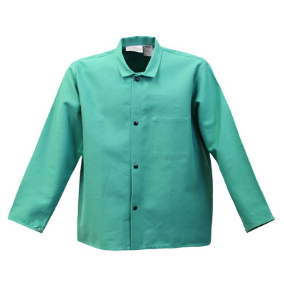 9 oz FR Green Cotton 30” Coat with Collar and Inside Pocket