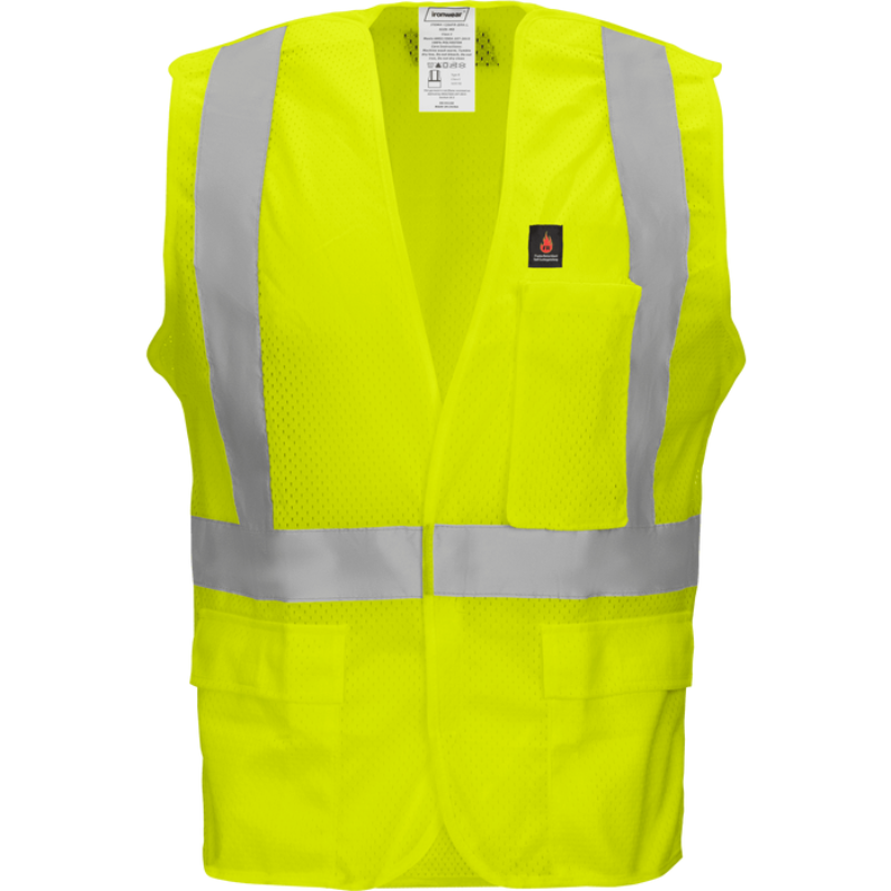 Lime Class 2 FR Vest - Hook & Loop Front Closure with Breakaway on Shoulders and Sides