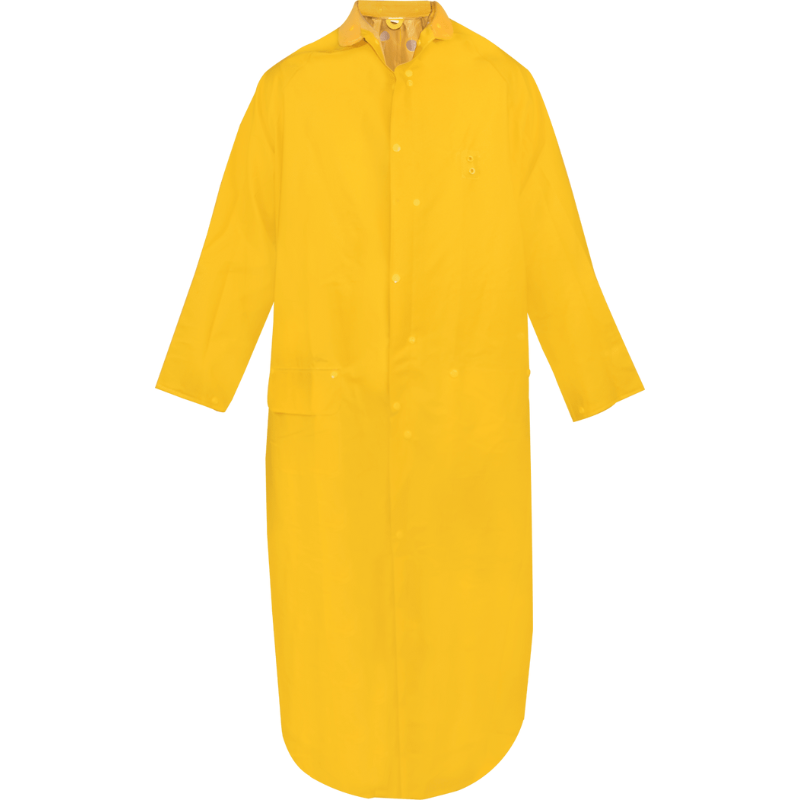 Yellow FR 49" Coat with PVC Collar and Detachable Hood