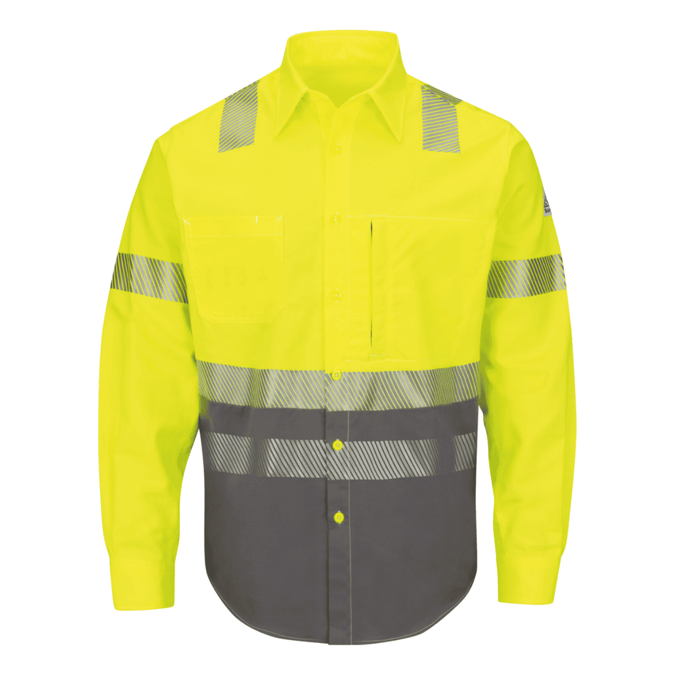 Hi Vis Uniform Shirt - Bulwark® SLB4 Men's FR Color-Block Work Shirt