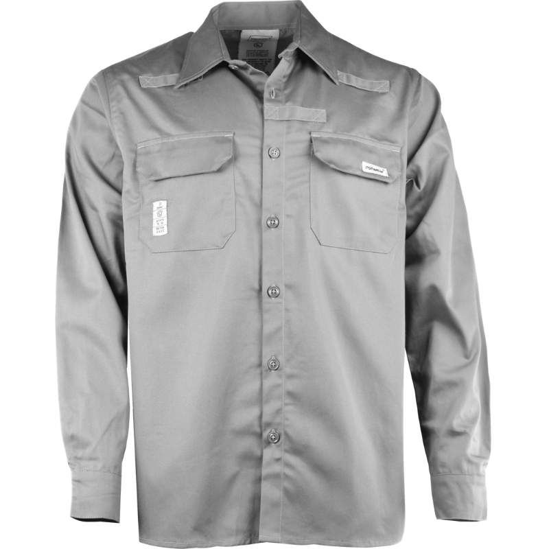 Gray Flame Resistant Long Sleeve Button Up Shirt