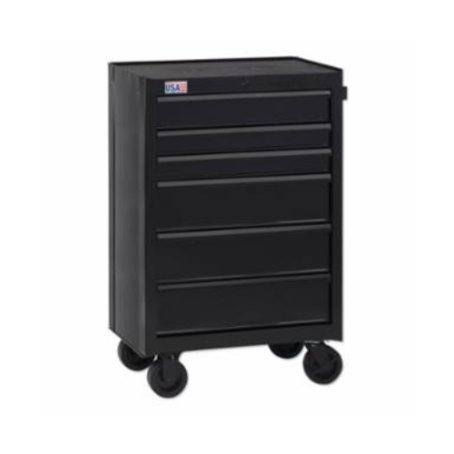 Rolling Tool Cabinet – 26" Wide, 6-Drawer, Black