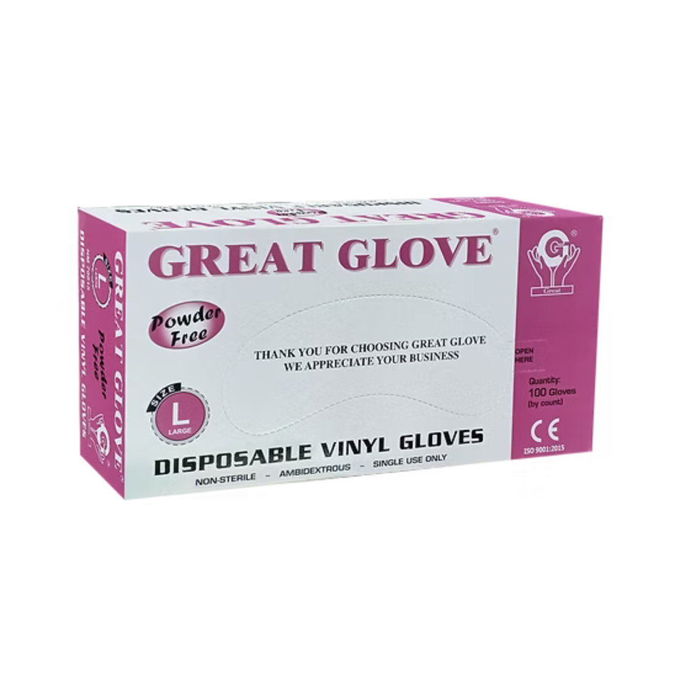 Vinyl Gloves – 5 Mil Clear Powder-Free Disposable Gloves (100/Box)