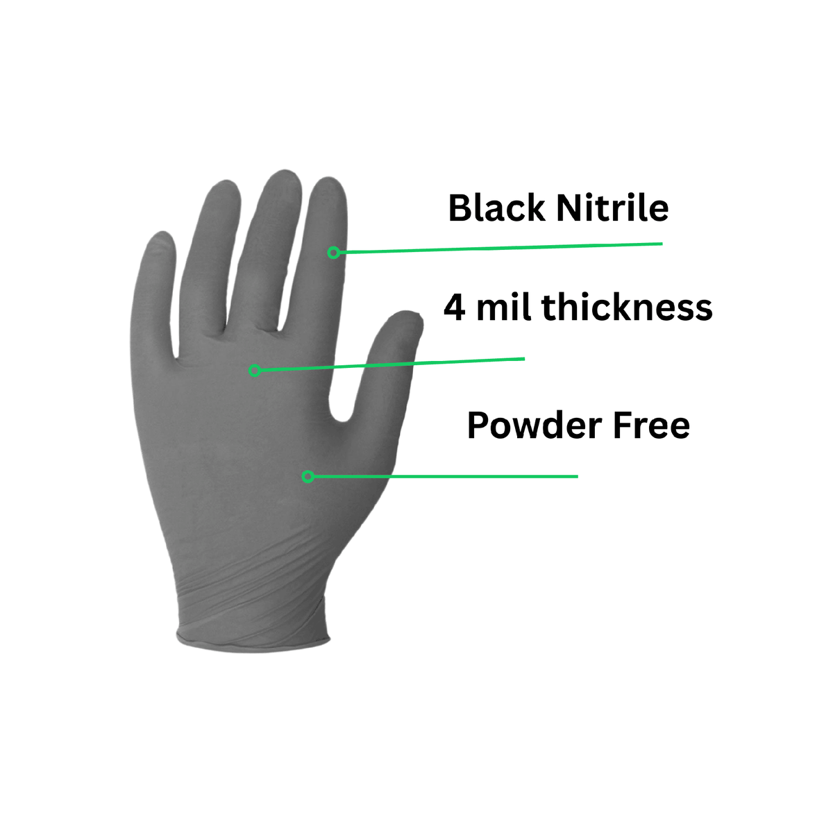black nitrile powder free gloves with 4 mil thickness