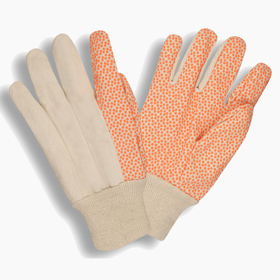 12 Pairs - Hi-Vis Orange Dotted Cotton 8 oz Knit Wrist Canvas