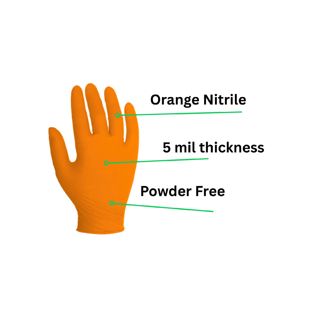 orange nitrile 5 mil powder free diamond grip gloves