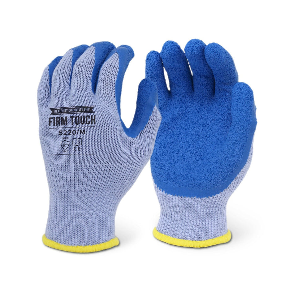 12 Pairs Blue Crinkle Latex Coated Glove