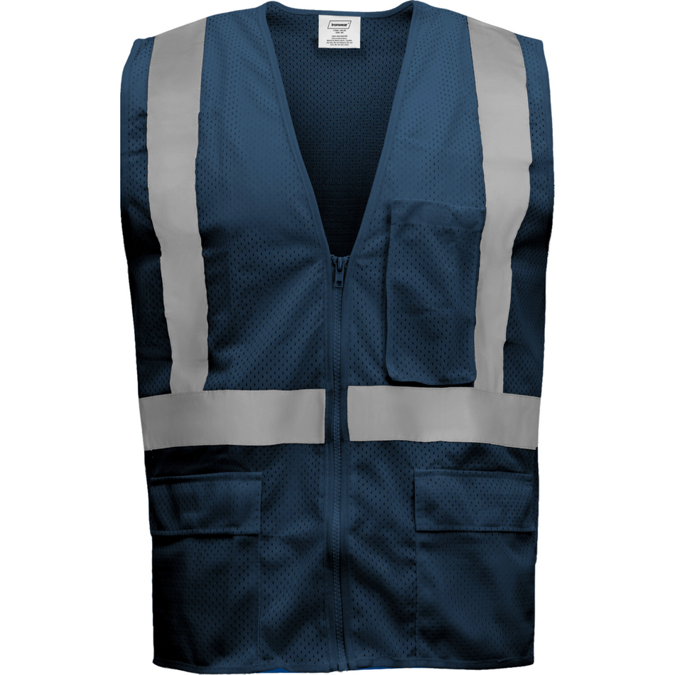 Blue Safety Vest with Suspender Pattern Reflective Tape