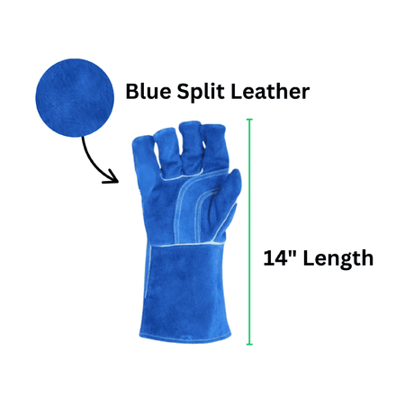 Stick Welding Gloves with split leather and 12" length
