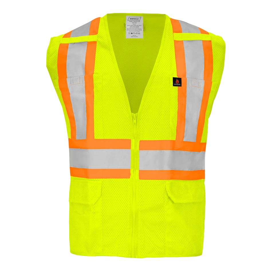 FR Safety Vest – Type R Class 2 Flame Retardant Hi Vis Vest with H-Back & Pockets