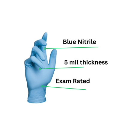 5 mil nitrile gloves blue and exam rated
