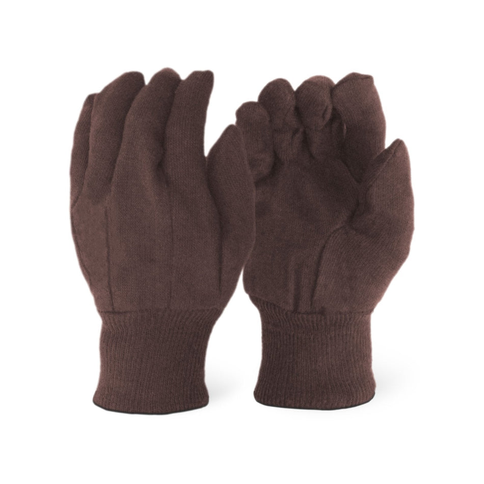 Brown Jersey Gloves (Ladies Size)