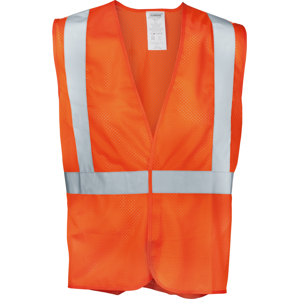 Orange Mesh Hook and Loop Closure Vest