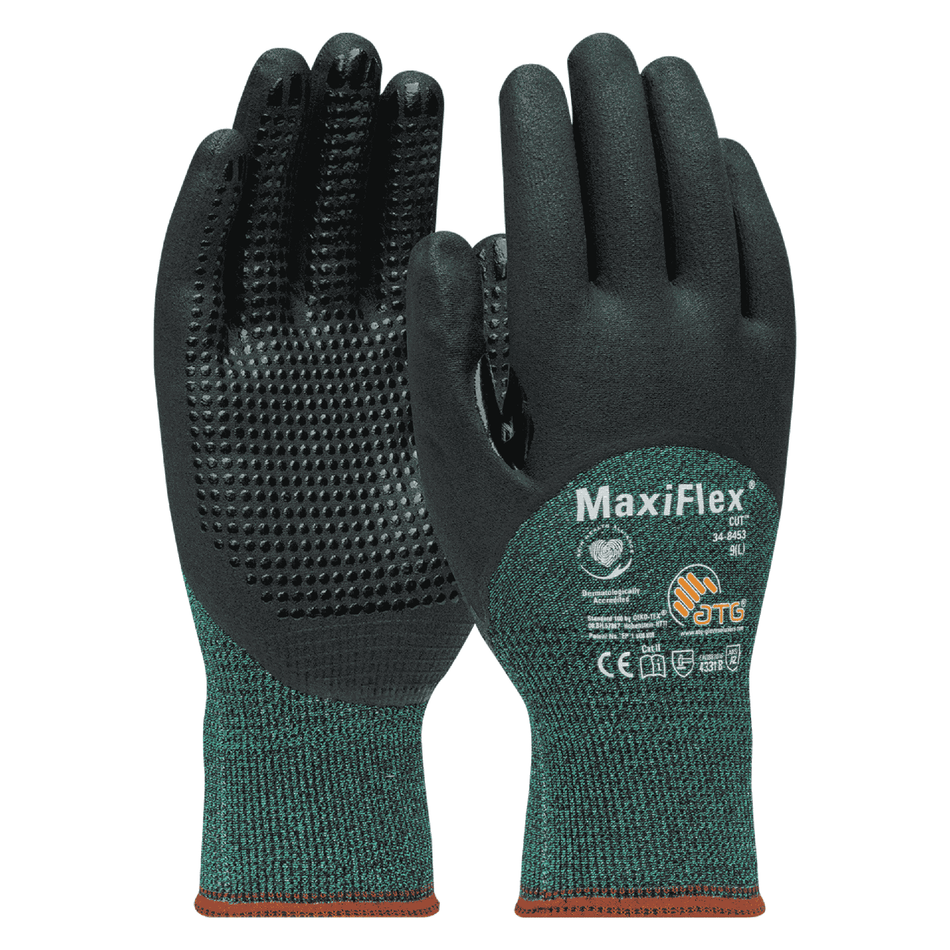 12 Pairs - MaxiFlex Cut Glove – A2 Cut-Resistant Touchscreen Work Glove with Micro Dot Palm