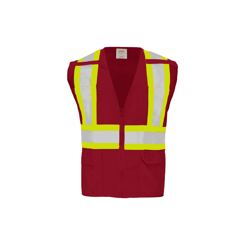 Red Mesh Safety Vest (6 Pockets)