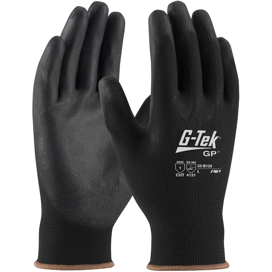 G-Tek Black Polyurethane Coated Glove, 12 Pairs