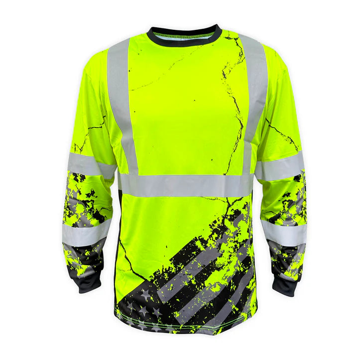 American Grit Yellow Reflective Long Sleeve Safety Shirt - Class 3 Type-R