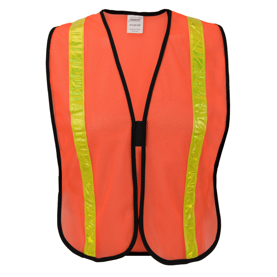 Economy Orange Safety Vest with Hook and Loop Closure