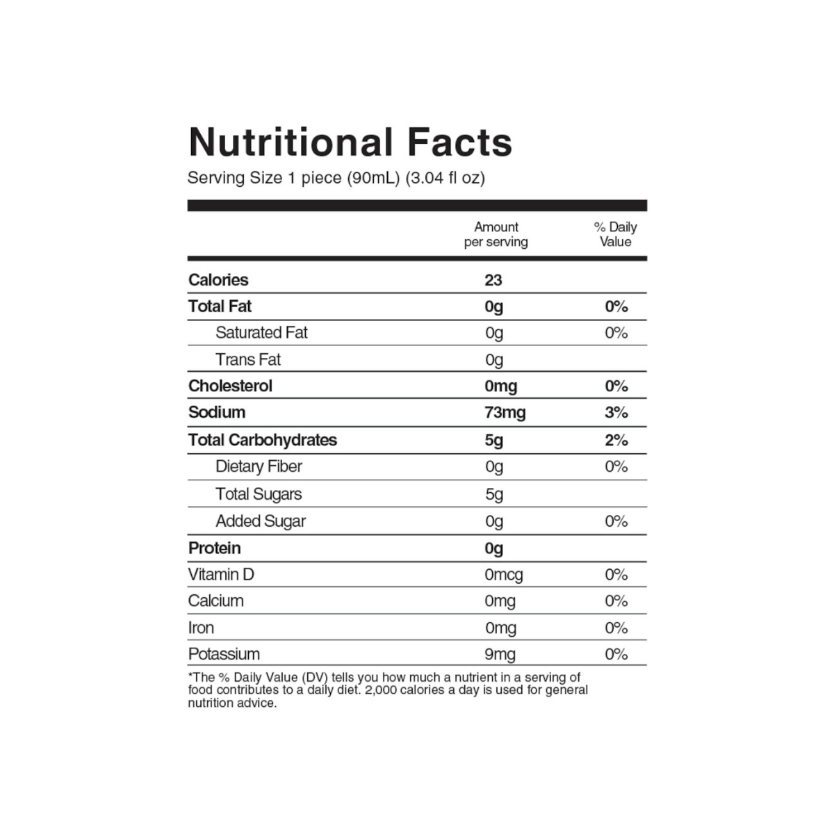 Electrolyte Popsicles Nutrition Facts