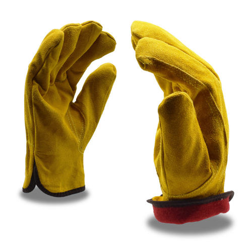 Single Pair - Russet Pile Lined Standard Split Cowhide Driver Glove