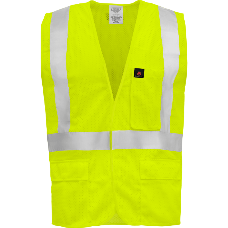 Lime Class 2 Flame Retardant Safety Vest - Hook & Loop Front Closure