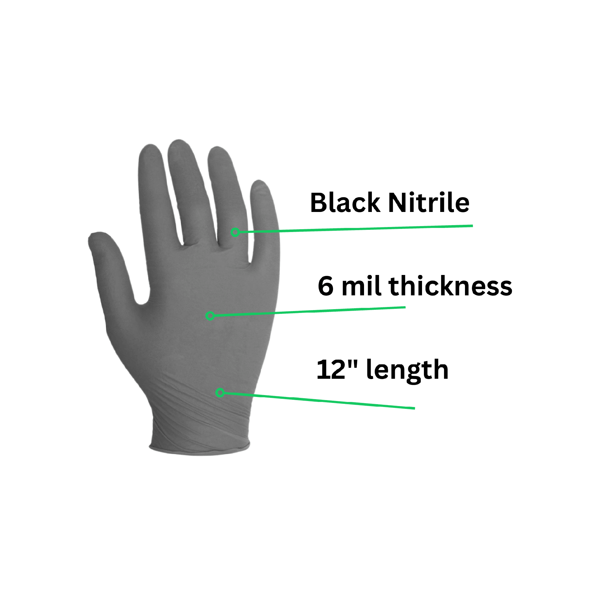 black nitrile 6 mil thickness and 12 length glove