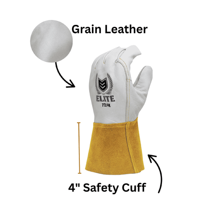Cowhide Welding Glove A5 Grain Leather and 4 " Safety Cuff