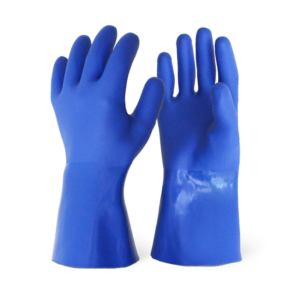 Sandy Finish Blue PVC Supported Glove