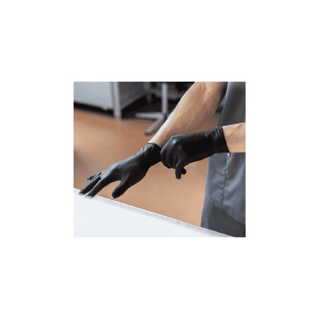black latex gloves action shot